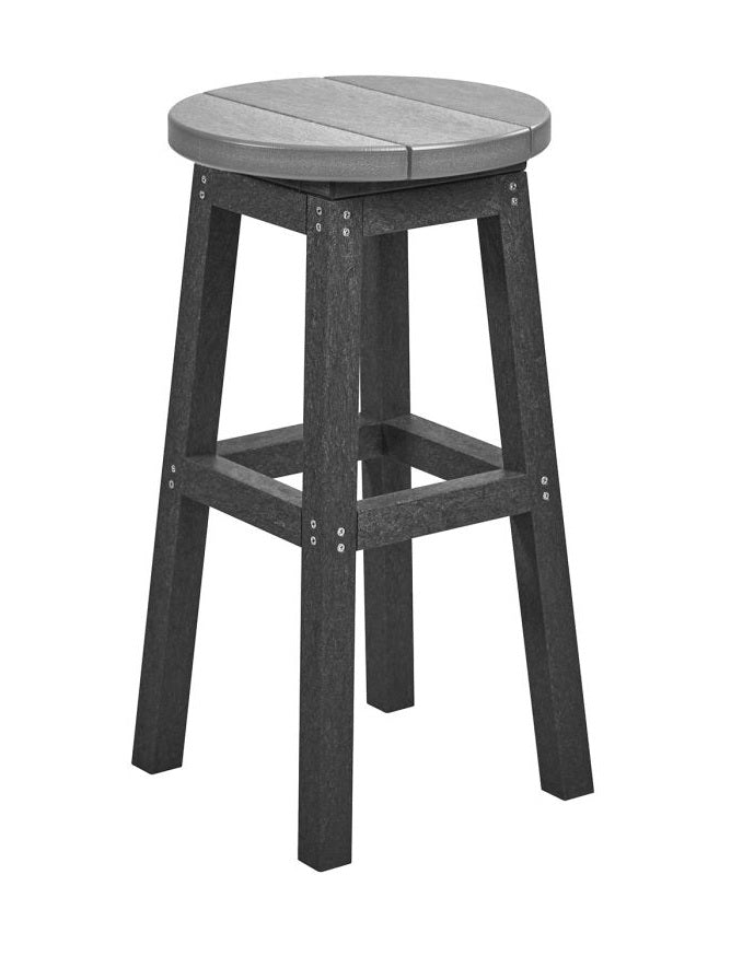 A two-tone light gray and dark gray backless stool