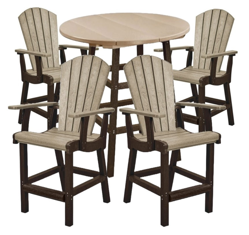 Four counter height armchairs and a pub table