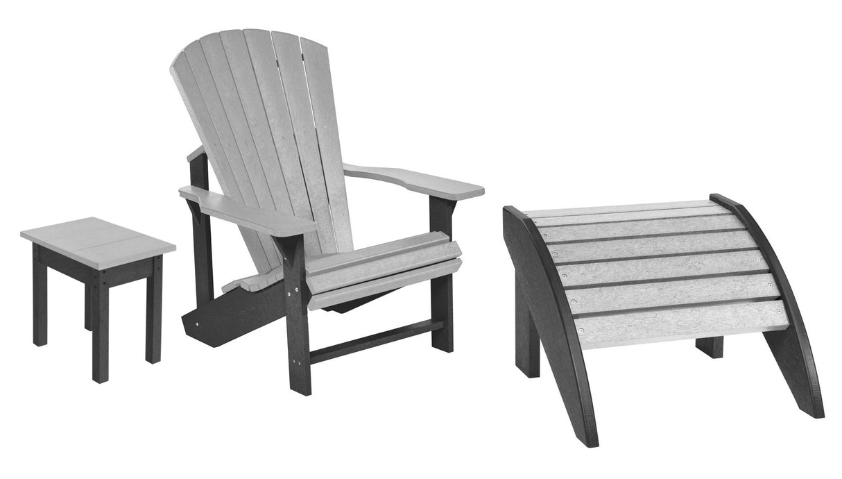A two-tone light gray and dark gray patio set