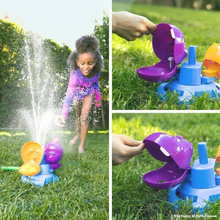 A game where the closer you get to your hippo, the more you’ll be sprayed but the easier it is to land the snacks in your hippo’s mouth.