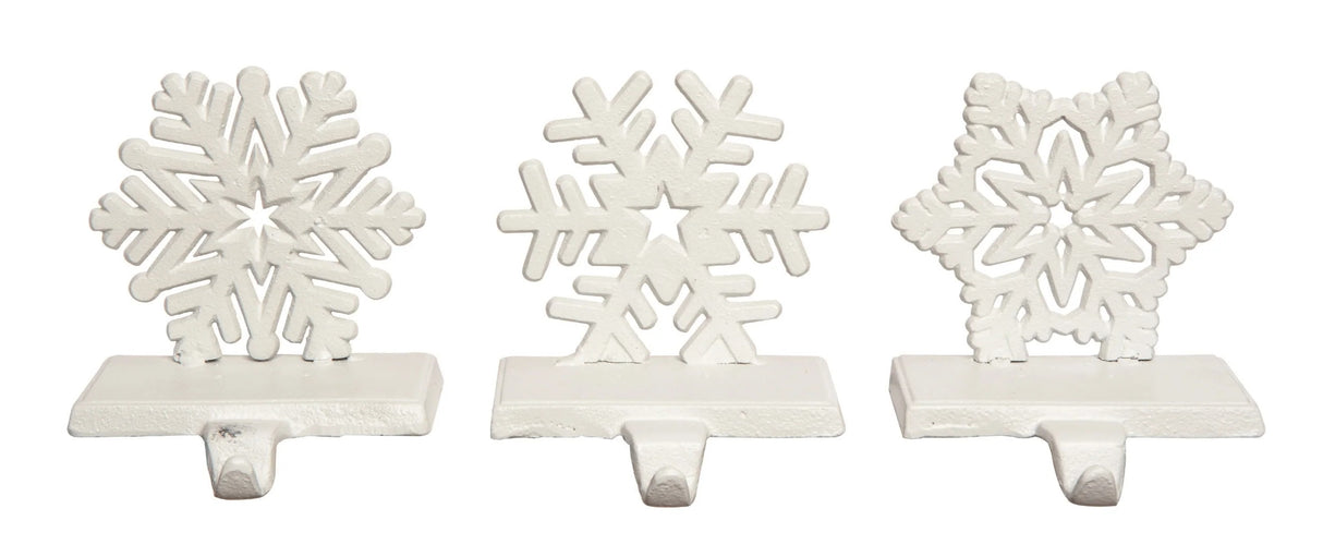 Stocking holder shaped like a snowflake. There are three different options.