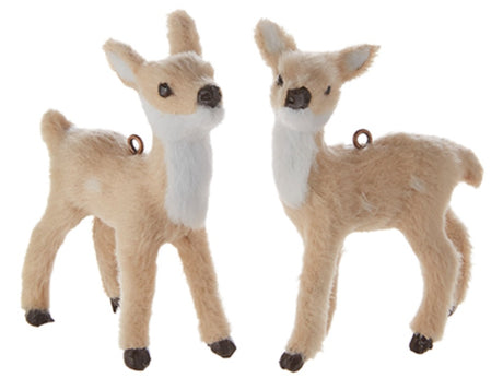 Furry fawn ornament. There are two options available.