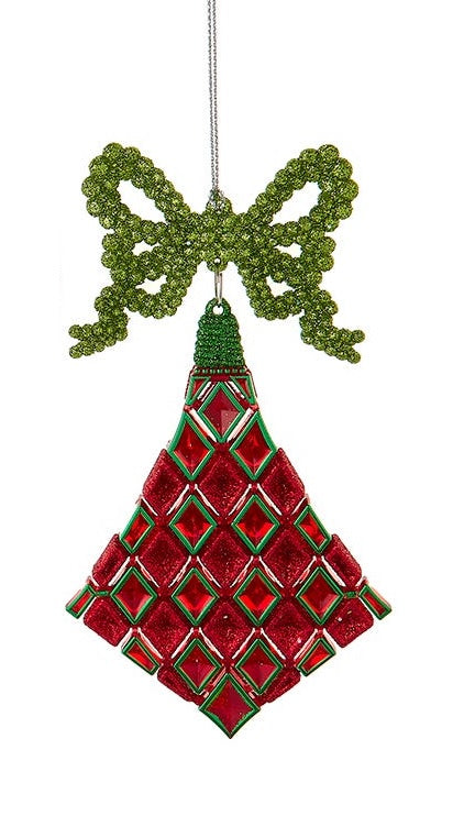 Red Drop with Green Bow Ornament
