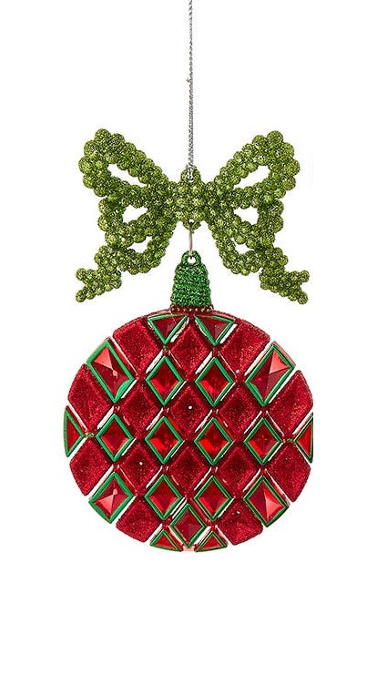 Red Drop with Green Bow Ornament