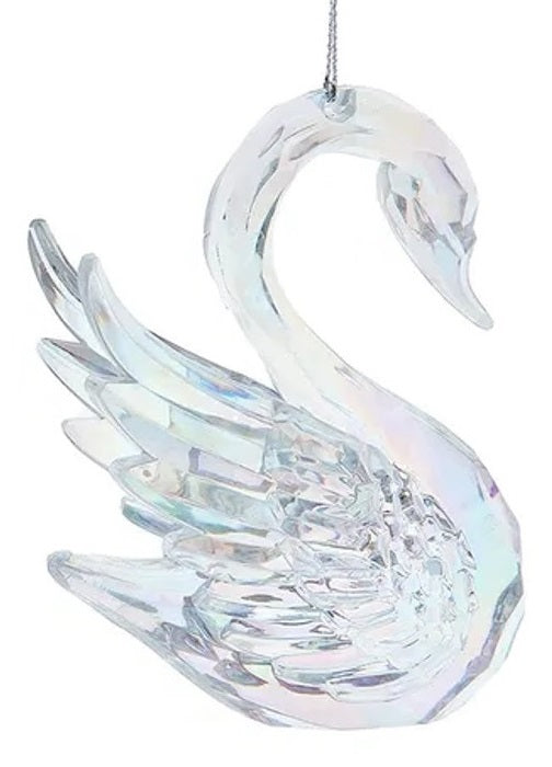 Opalescent swan ornament.