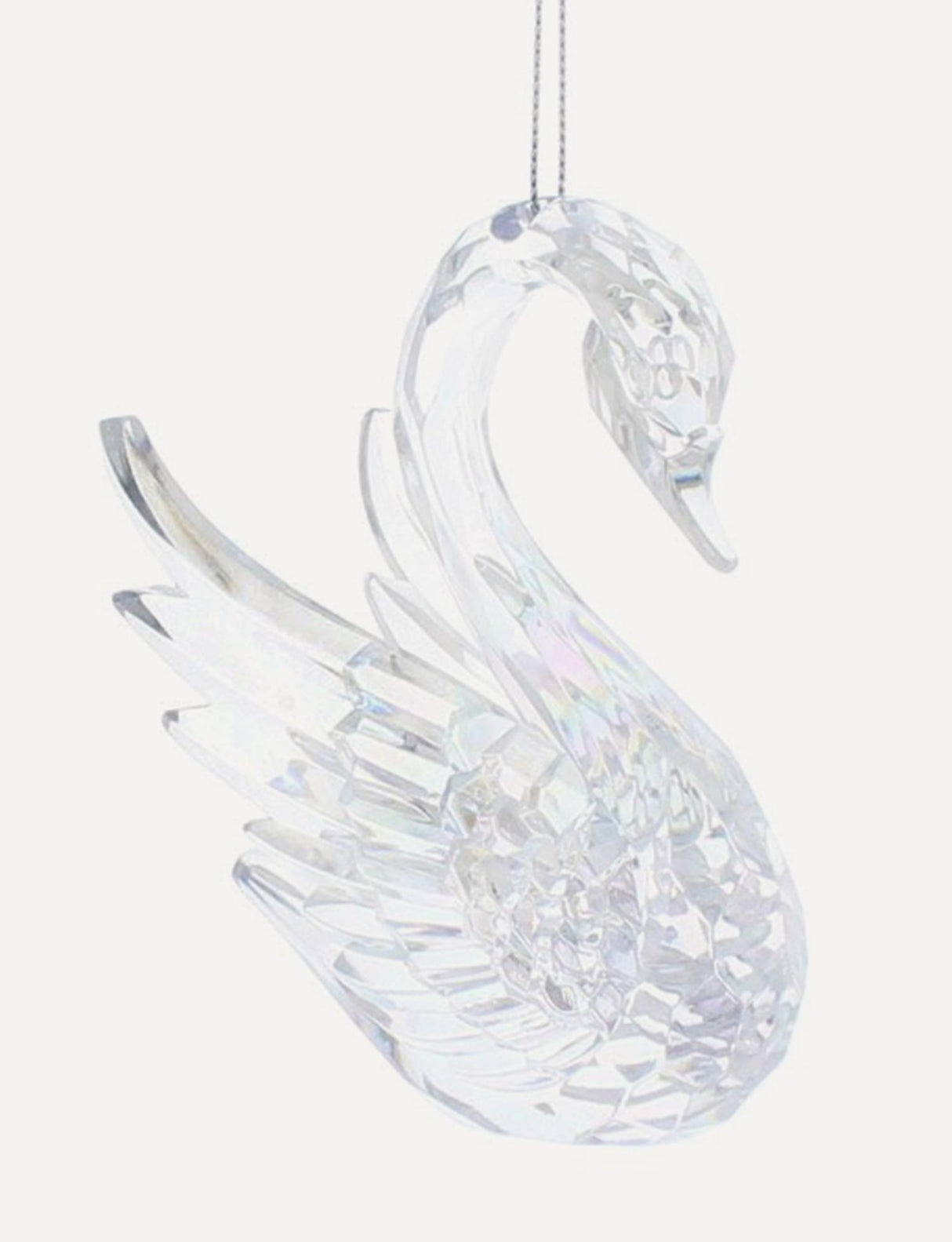 Opalescent swan ornament.
