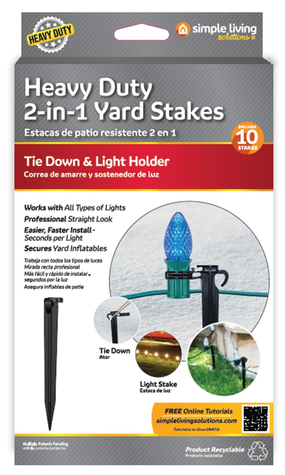 2-In-1 Heavy Duty Yard Stakes (10-Pack)