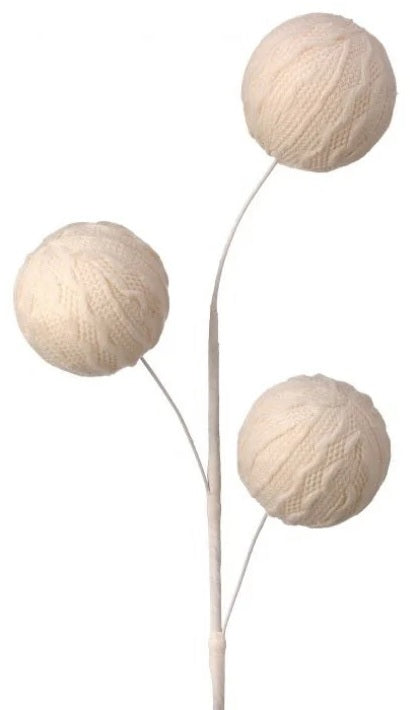 Cream colored pick spray. Designed to look like textured balls on a stem.