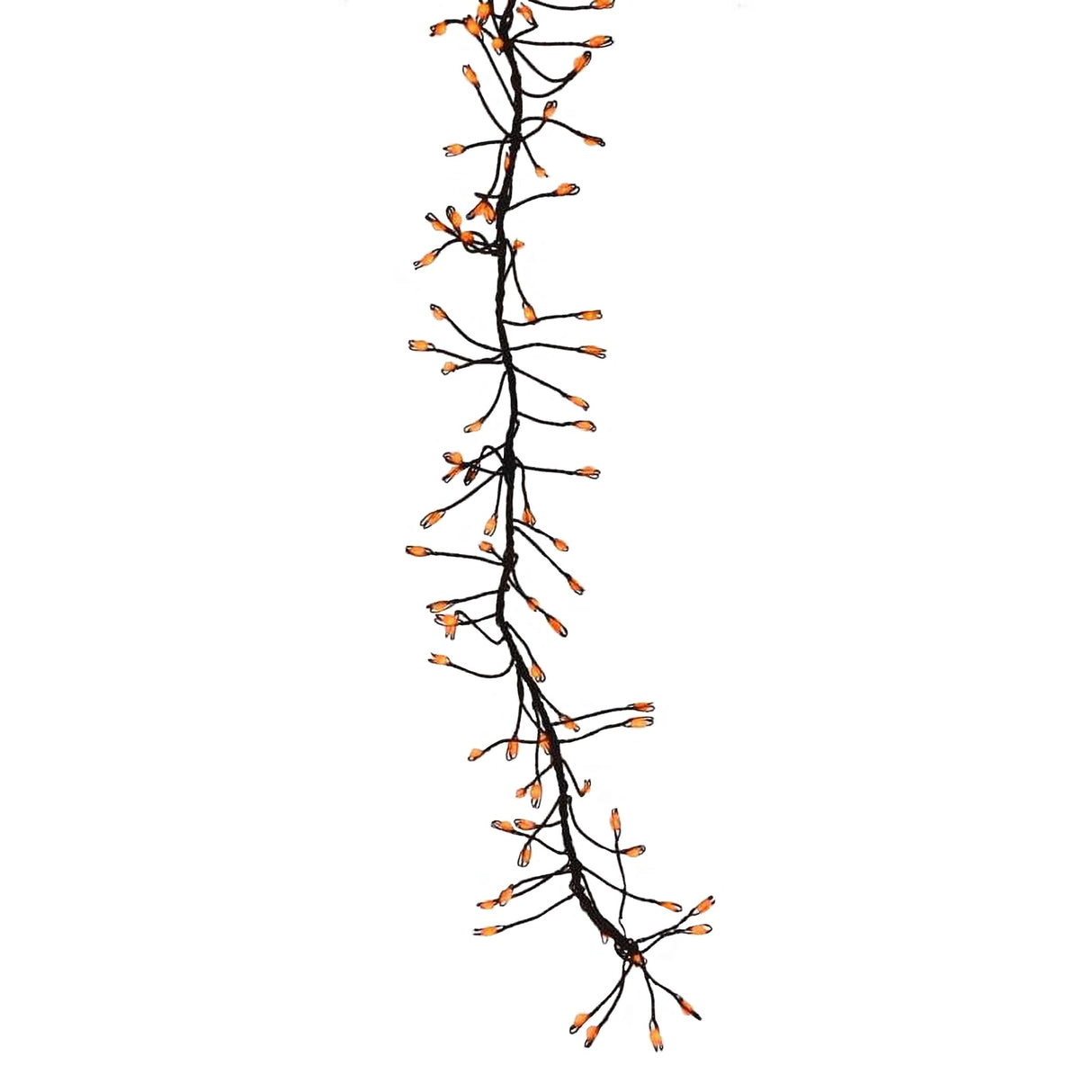 This image shows the orange big seed cluster light string on a white background.