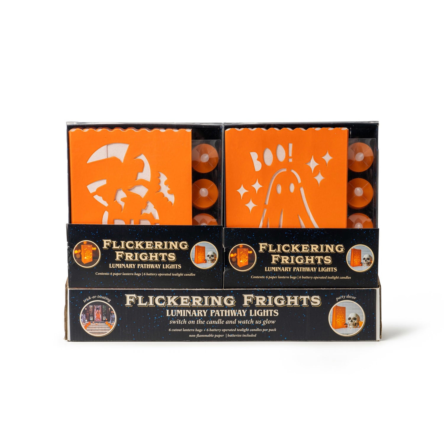 This image shows the luminary bags and the tea lights in the packaging.