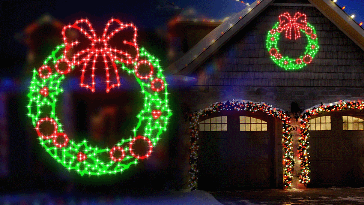 24" Hi-Vibrant LED Christmas Wreath Decoration