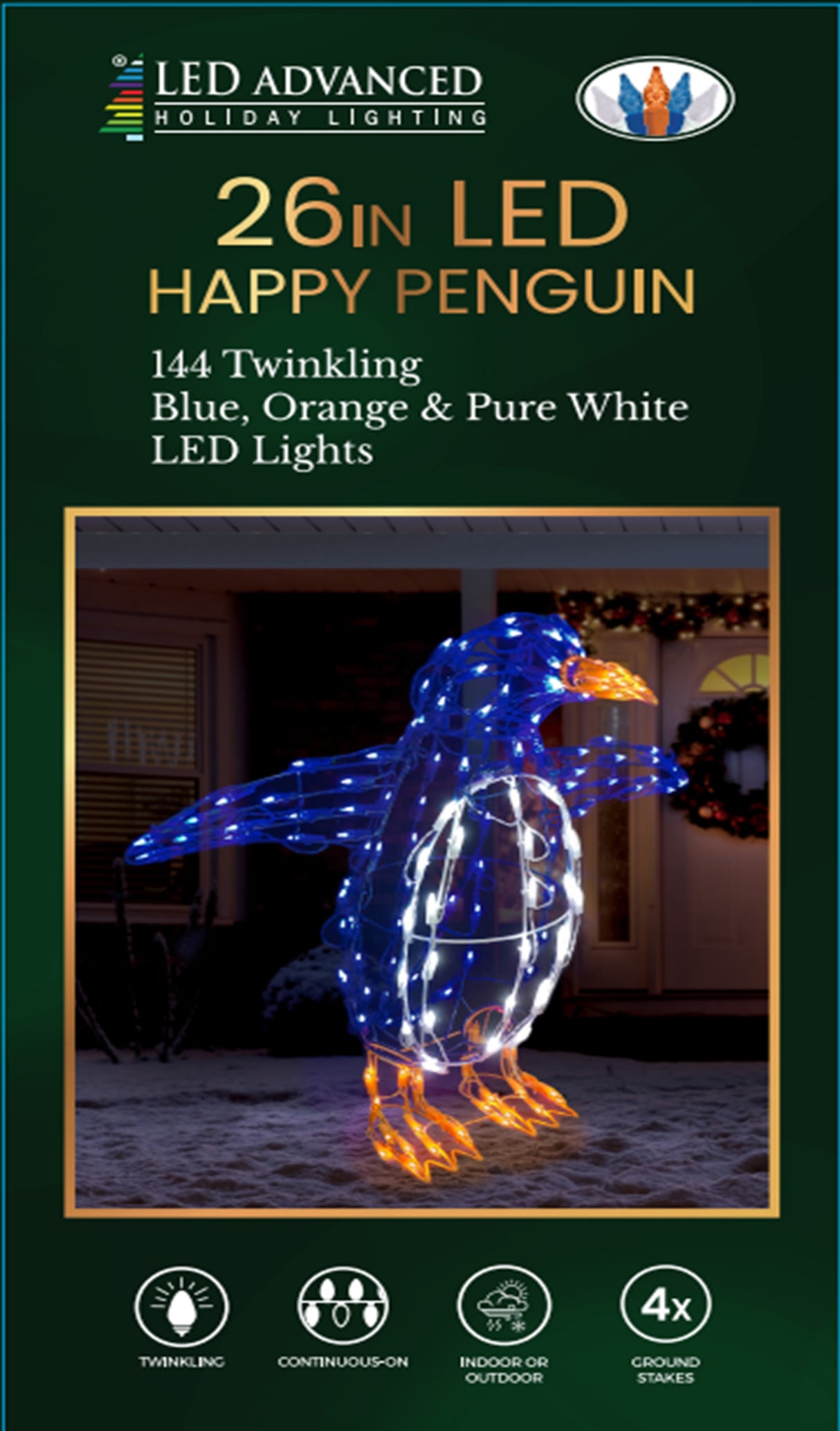 Happy Twinkling LED Penguin Outdoor Wire Decorations Bundle (3-Pack)