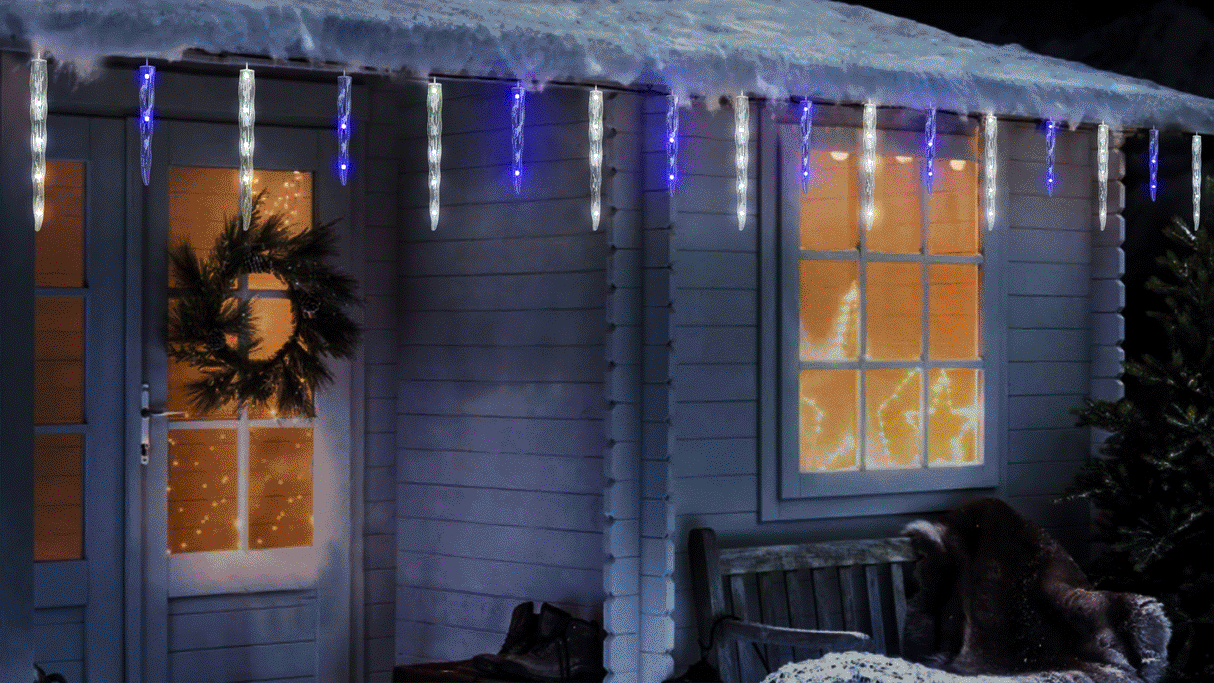 Set of 20 Twinkling LED Icicle Lights