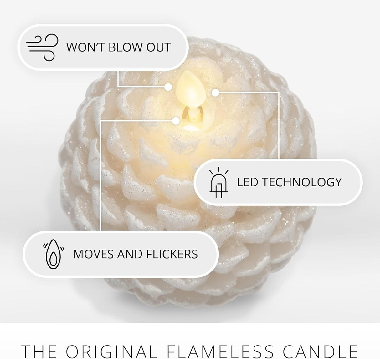 Battery-Operated LED Wax Pine Cone Candle with Timer
