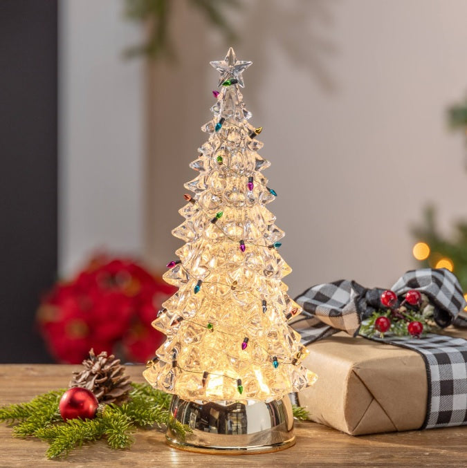 12.2" Battery-Operated Holiday Spinning Water Globe Tree