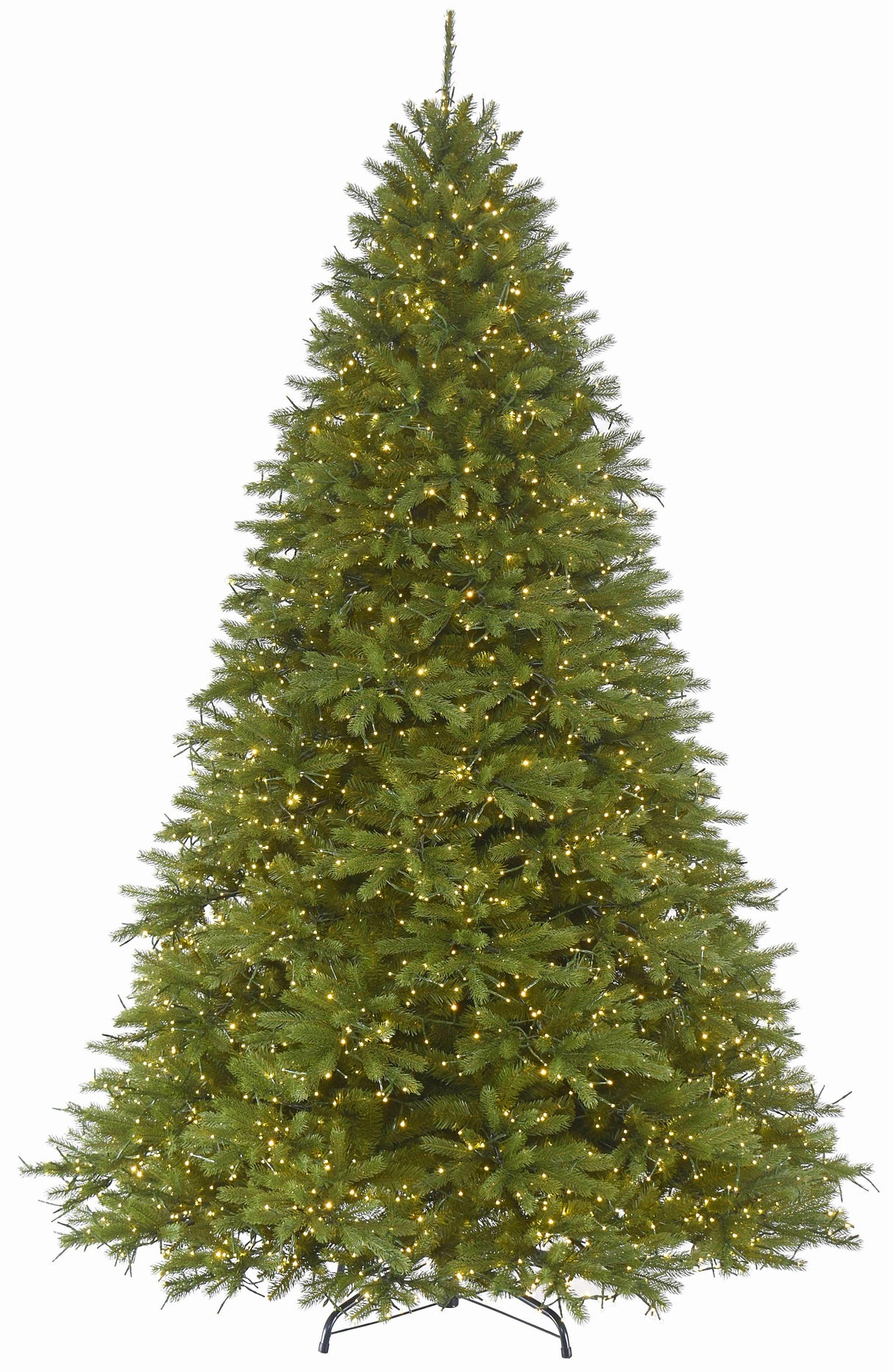 Artificial tree pre-lit with dual LED lights. Lights change from warm white to multi-colored lights.