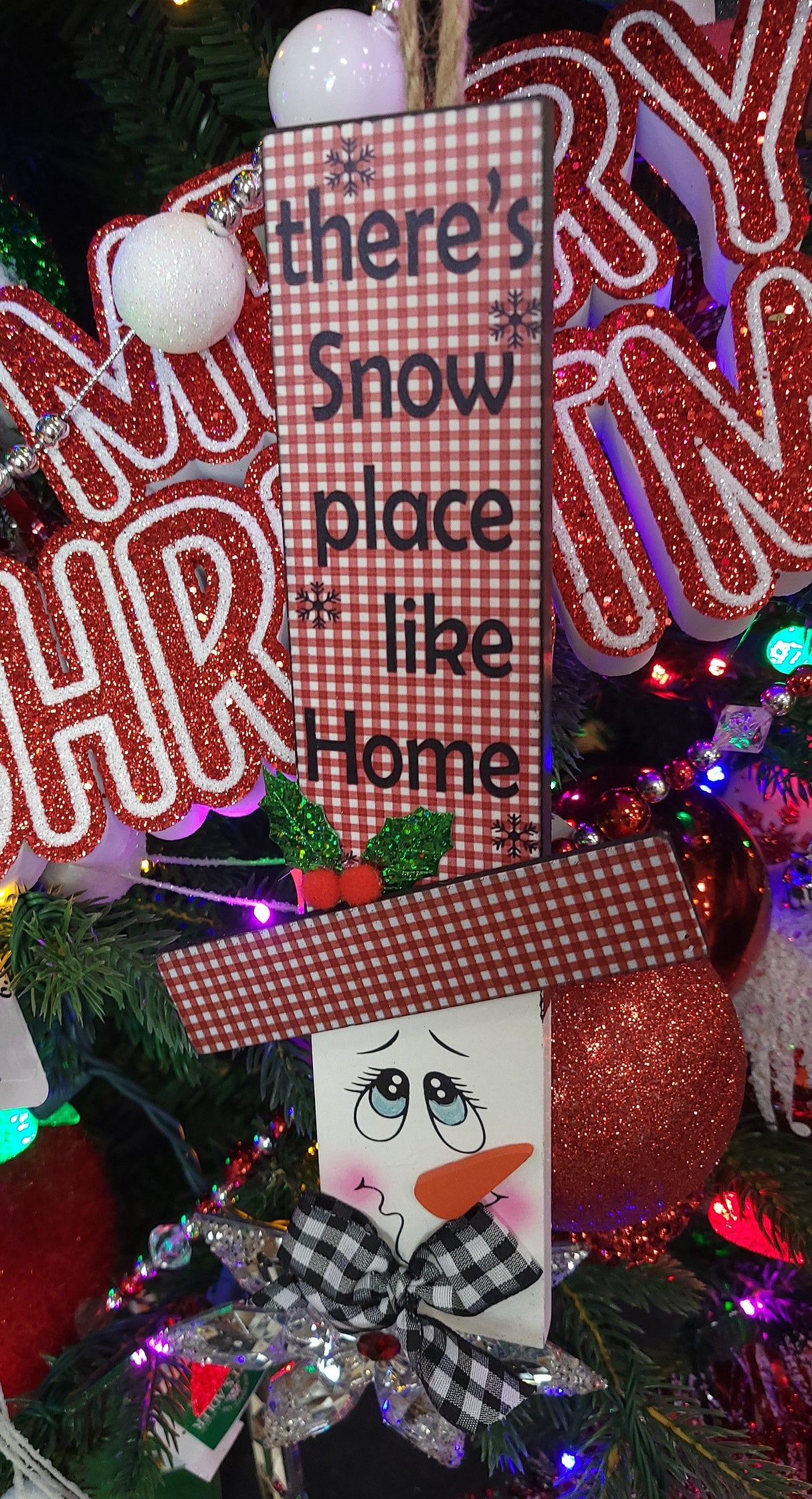 9.5" Wooden Holiday Hanging Snowman Head