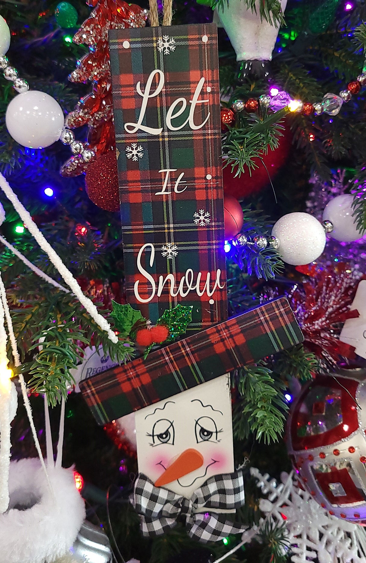 9.5" Wooden Holiday Hanging Snowman Head