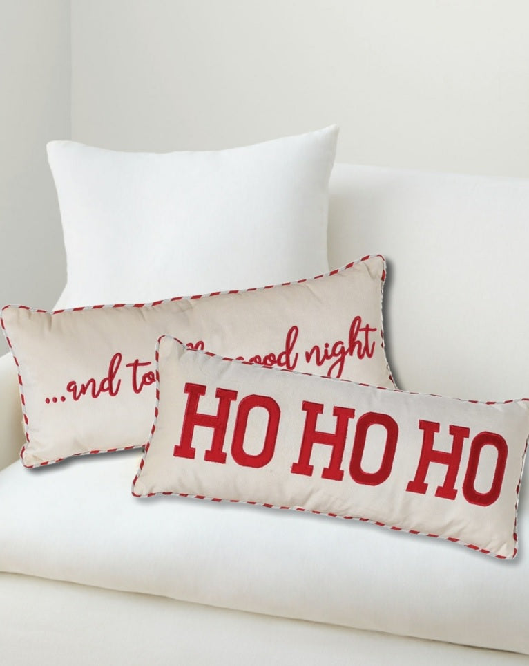Christmas throw pillows. This picture shows both options available.