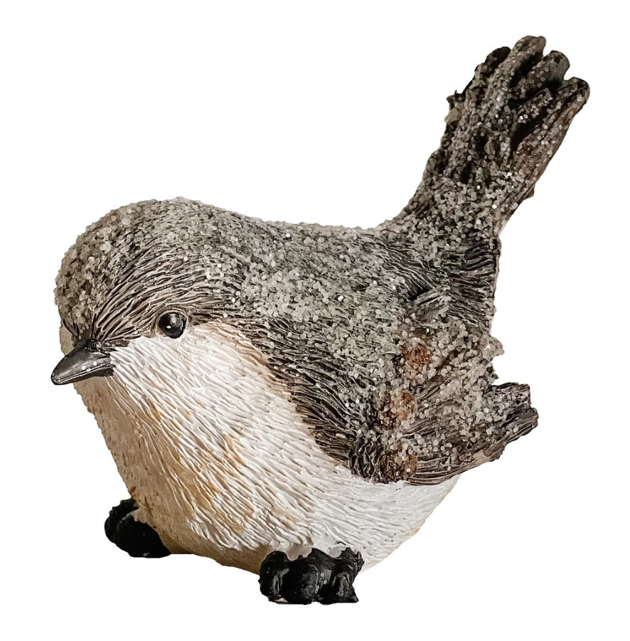 4.5" Winter Frosted Resin Bird Figurine