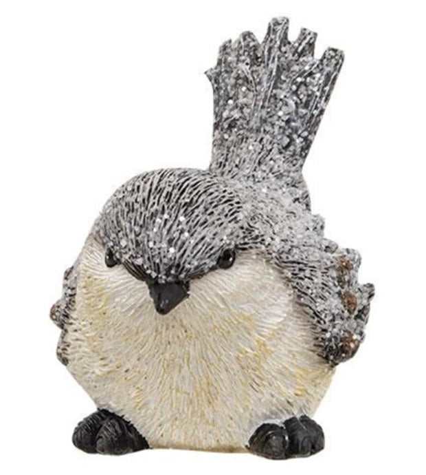 4.5" Winter Frosted Resin Bird Figurine