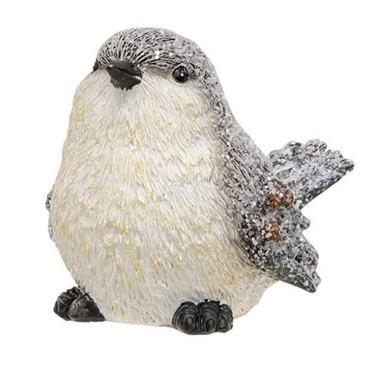 4.5" Winter Frosted Resin Bird Figurine