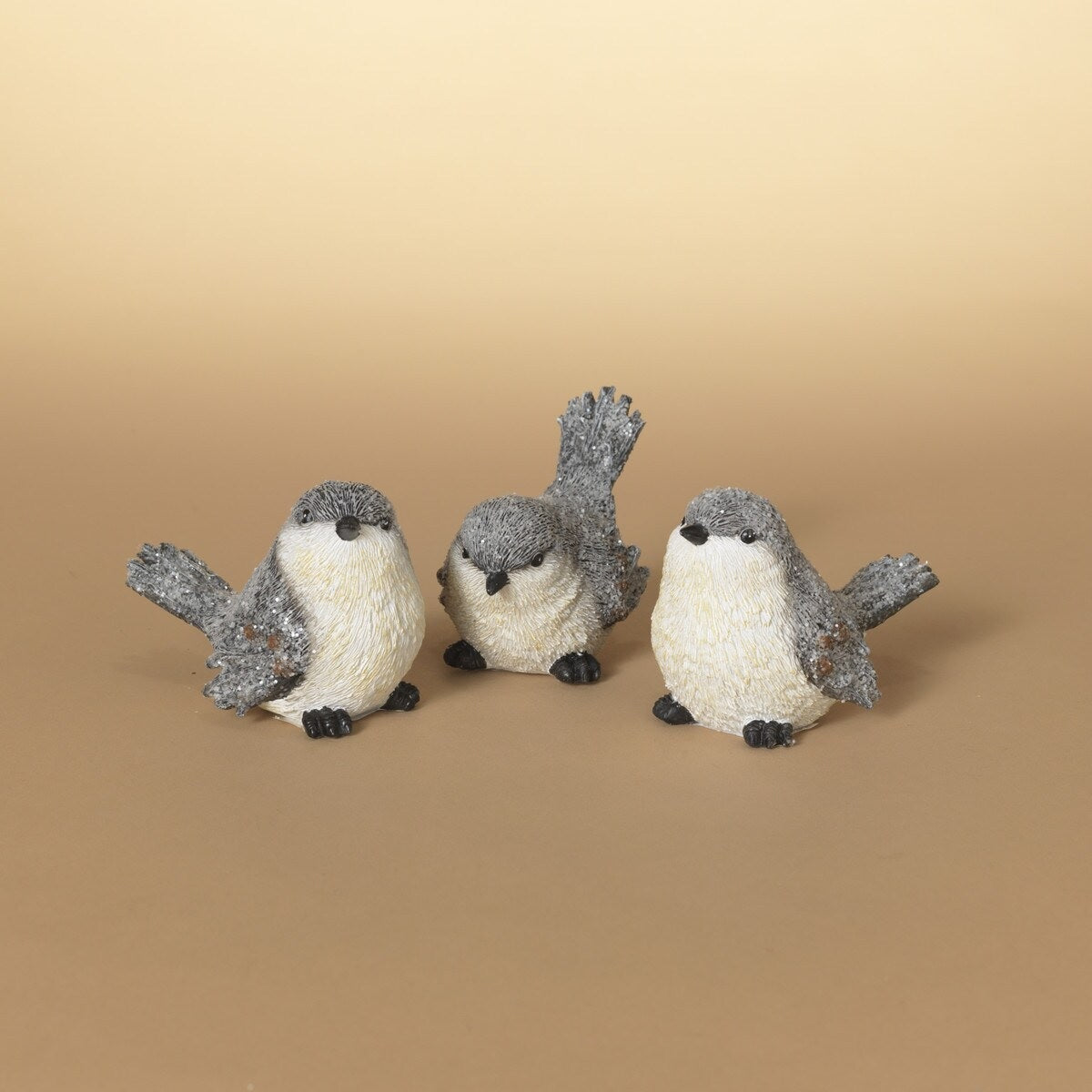 4.5" Winter Frosted Resin Bird Figurine