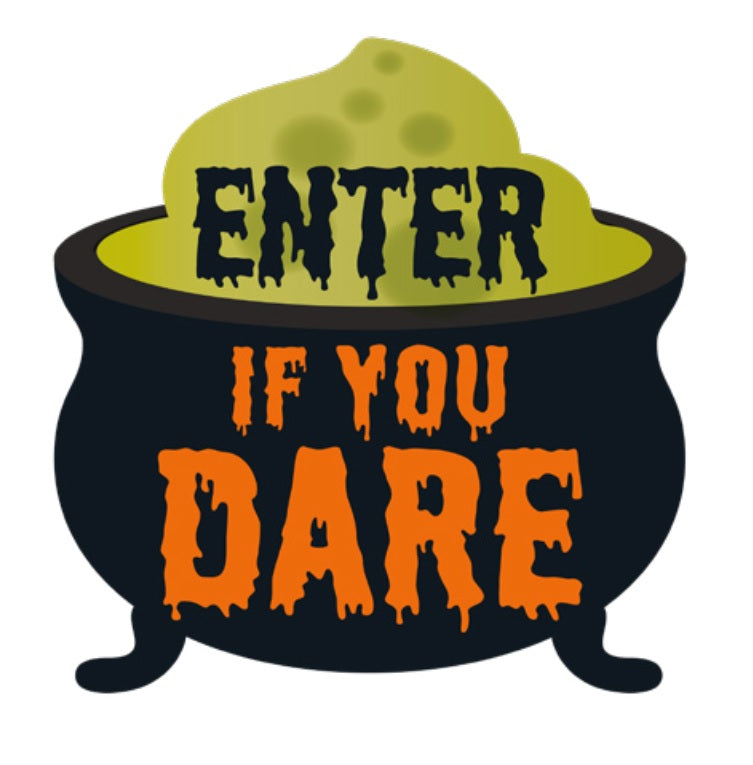 Pre-Lit Shimmer Enter if You Dare Cauldron Halloween Silhouette Decoration
