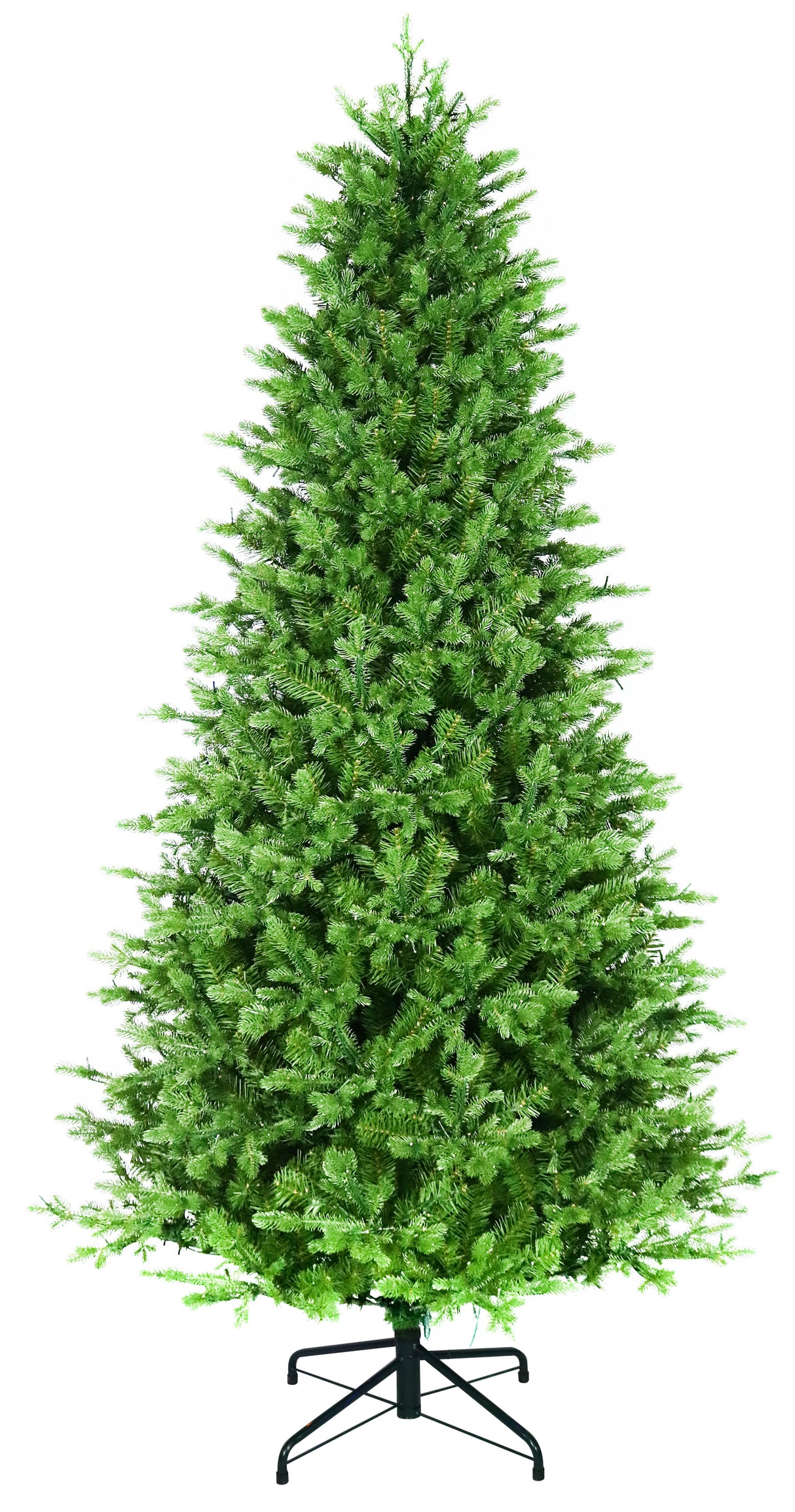 Artificial Christmas tree with color-changing, starry LED lights.