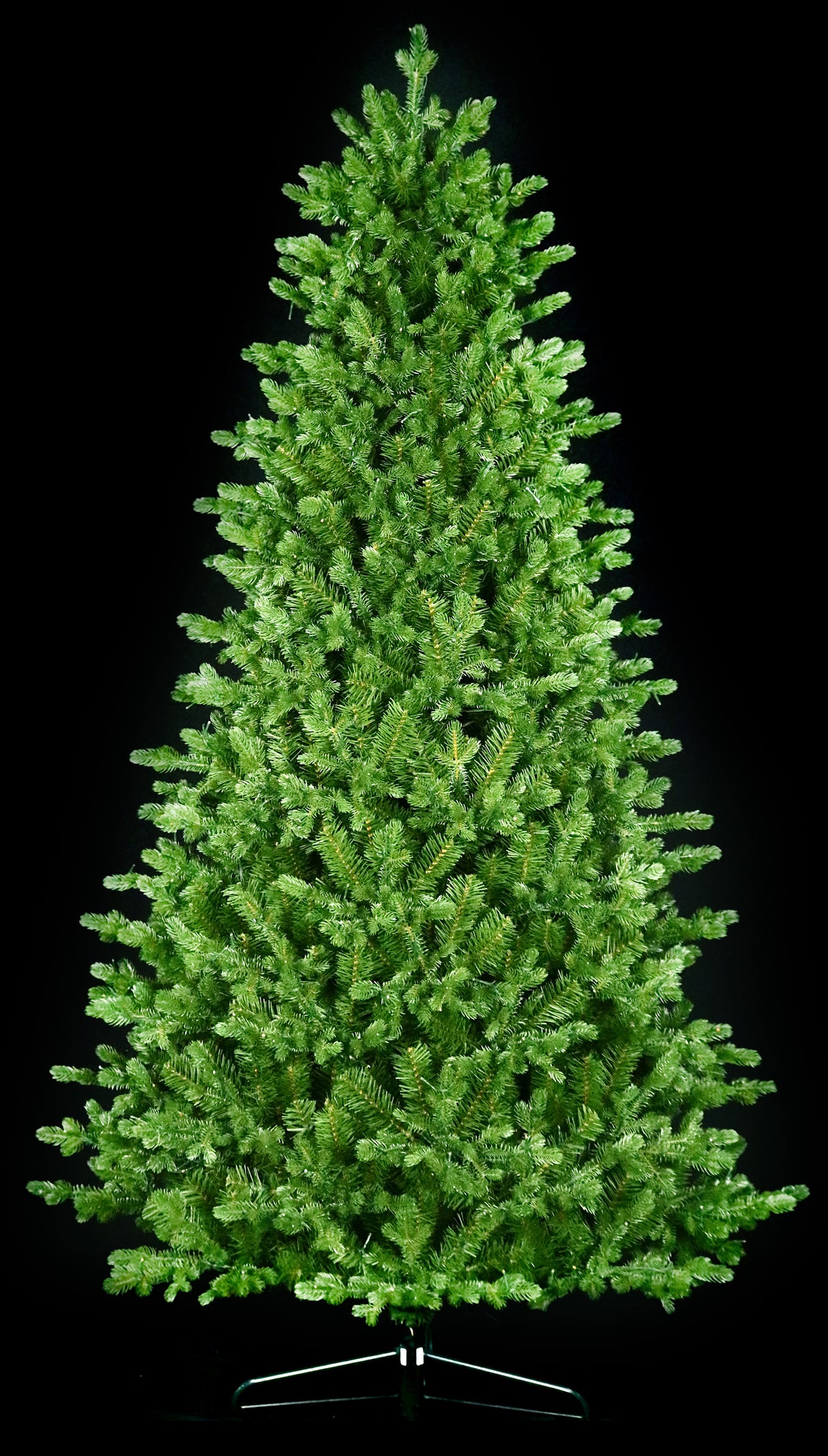Artificial Christmas tree with color-changing, starry LED lights.