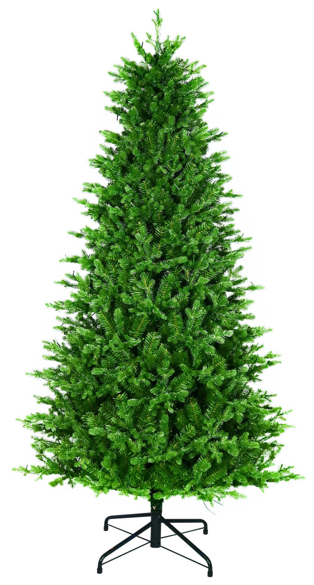 Artificial Christmas tree with color-changing, starry LED lights.