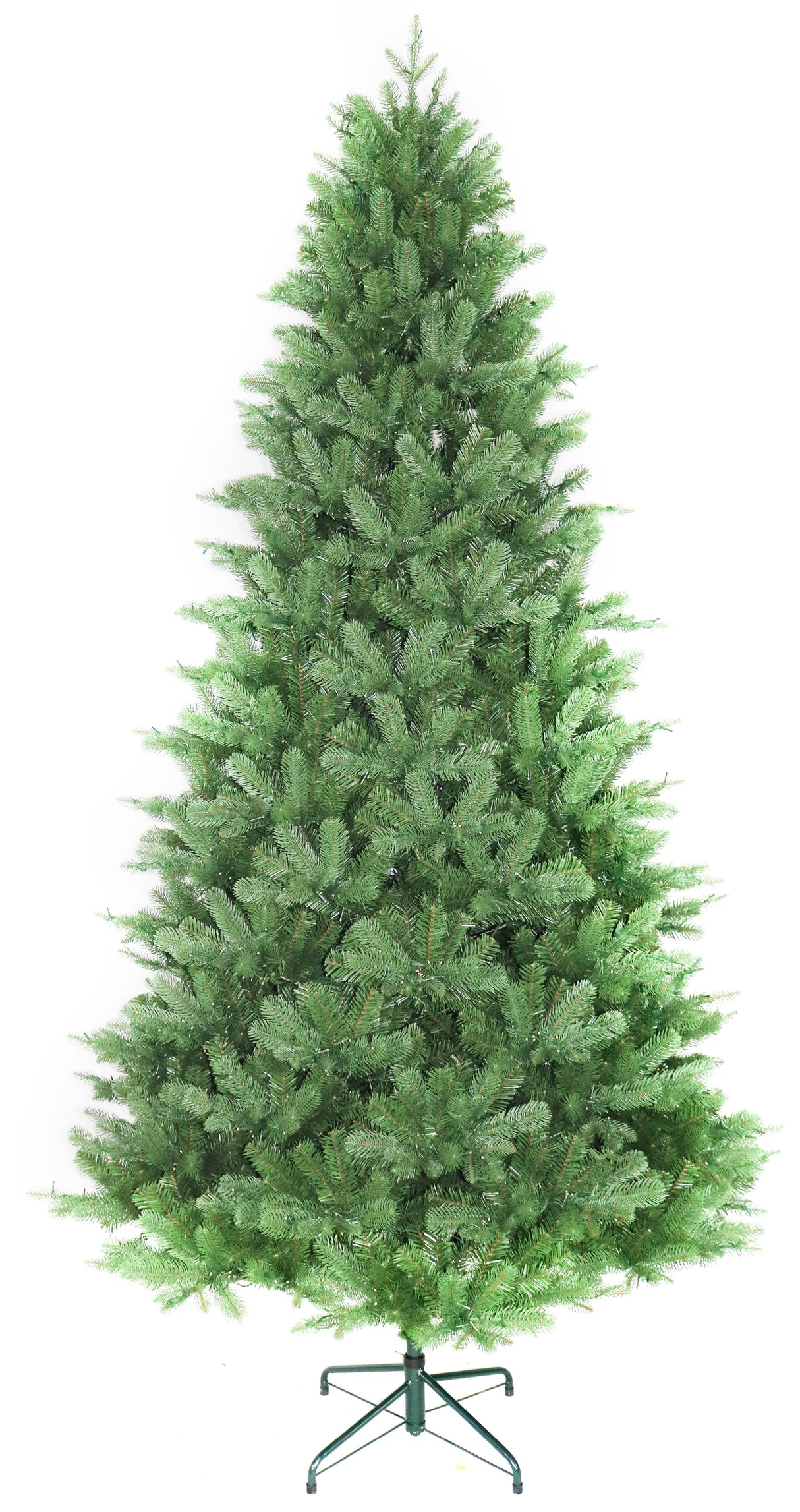 Artificial Christmas tree pre-lit with color-changing LED lights.