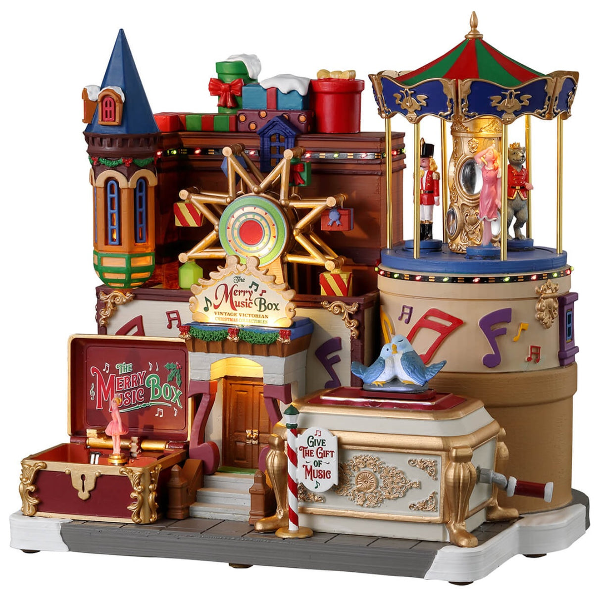 A Lemax Sights & Sounds building for your Lemax Village display. The Merry Music Box. #35021