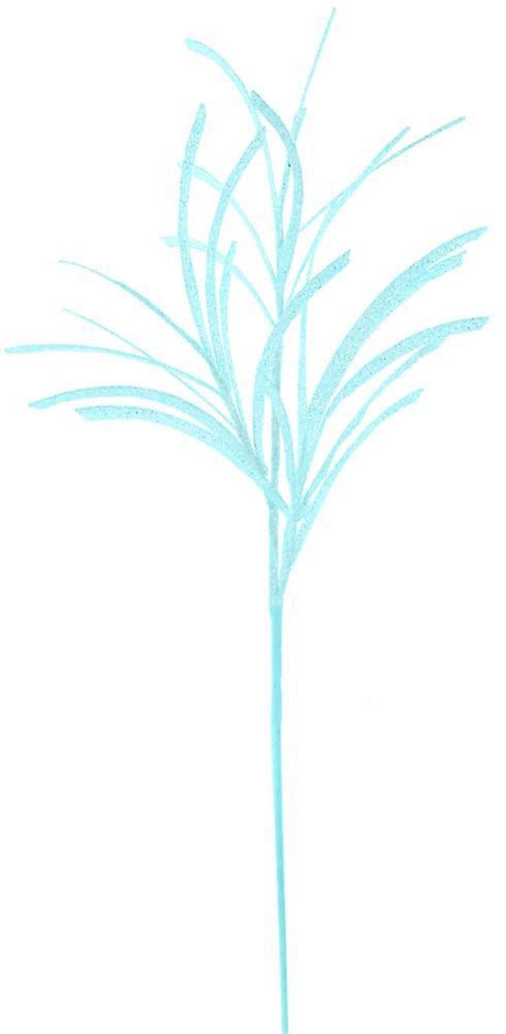 Vase filler pick spray designed to look like icy blue glittered branches.