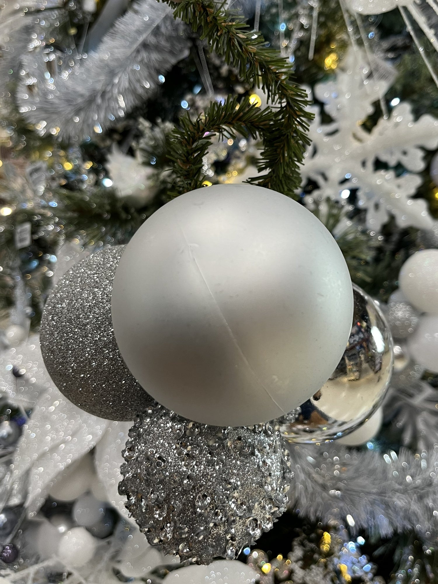 Silver Sequin Glitter Ball Cluster Decoration