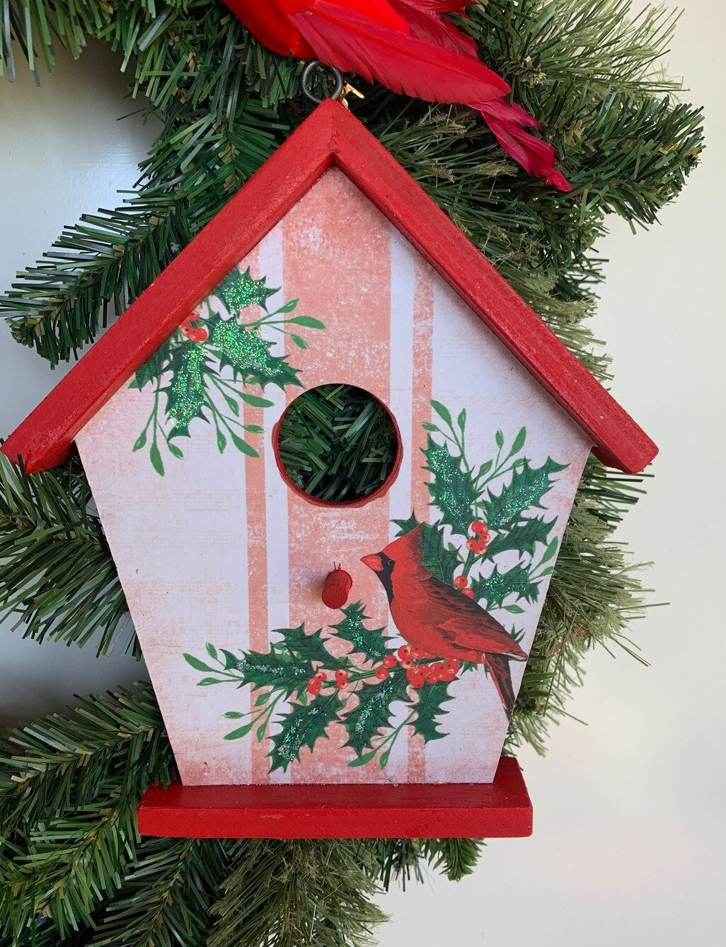 8" Cardinal Birdhouse Décor