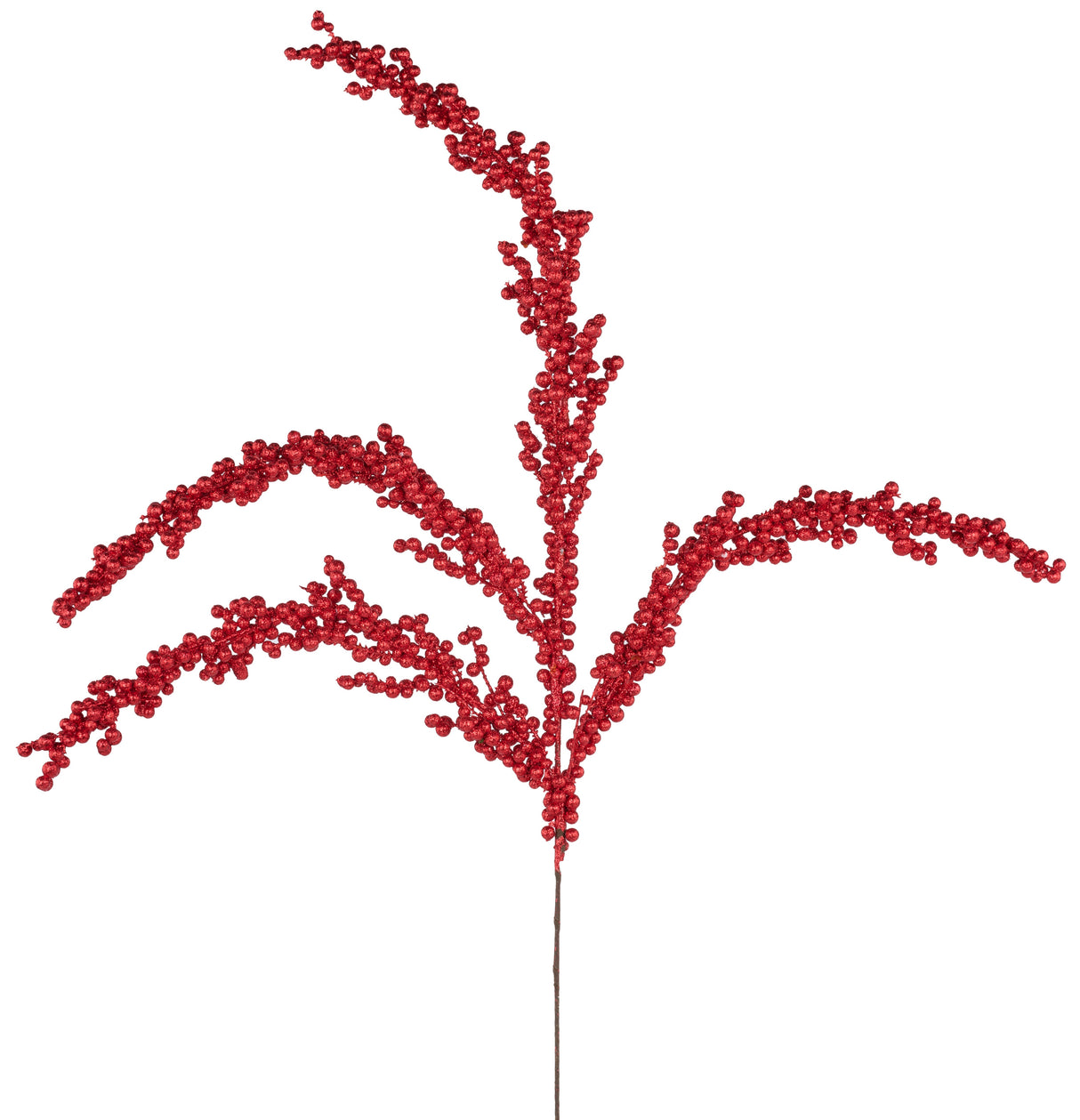 Pick spray designed to look like four stems covered in red, glittered berries.