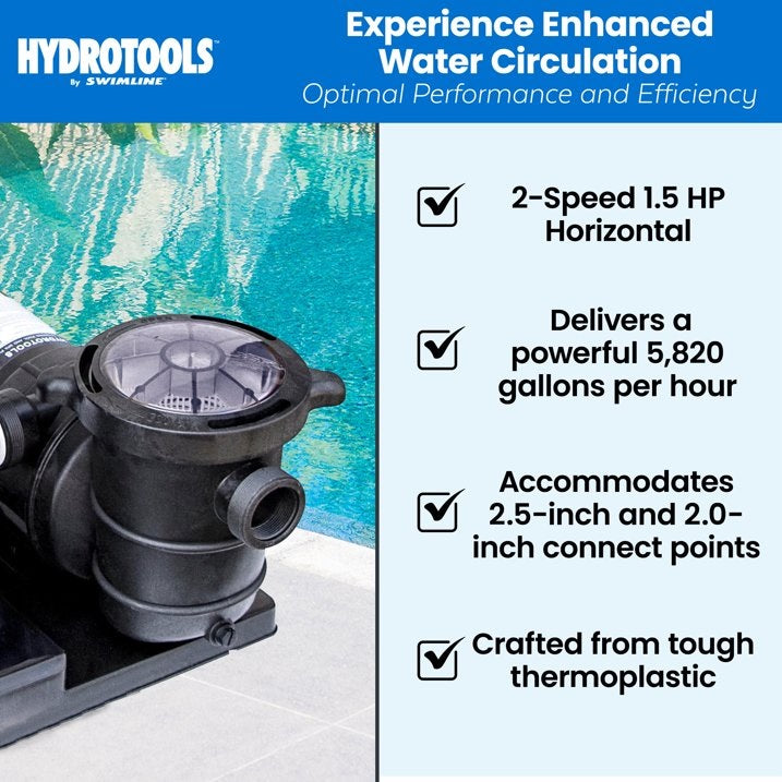 Swimline HydroTools Dual Speed 1.5 HP Above Ground Pool Pump