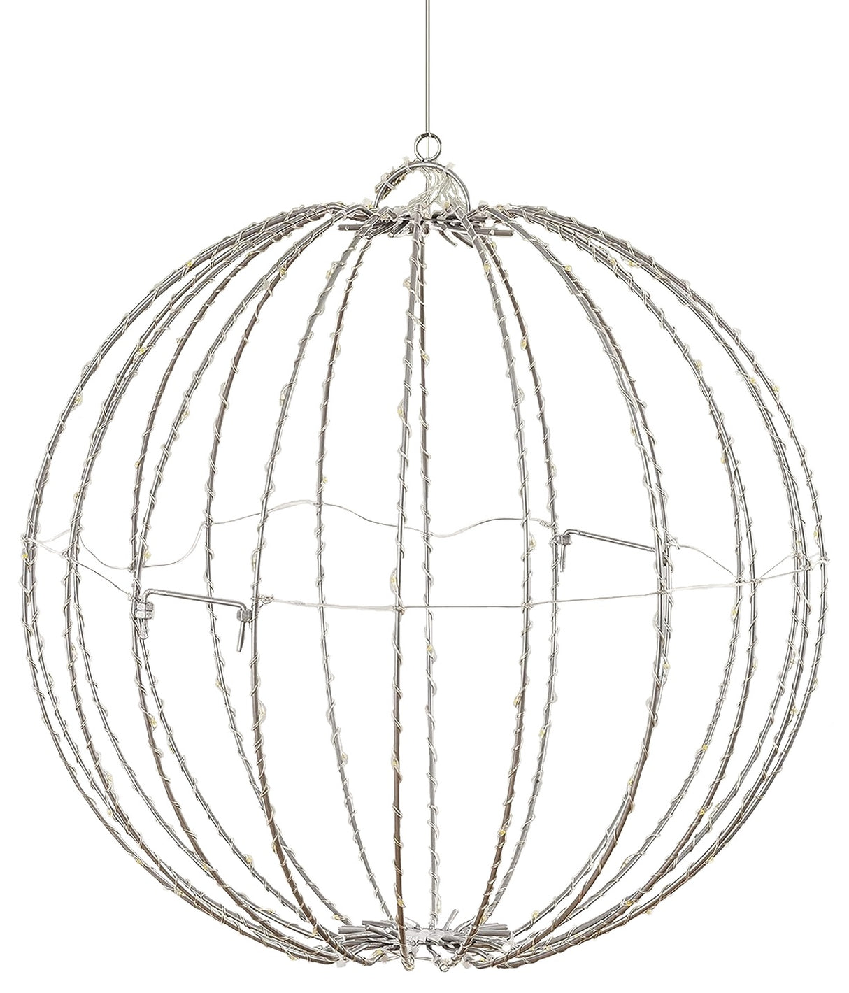 8" Foldable Metal Warm White LED Sphere Hanging Ornament
