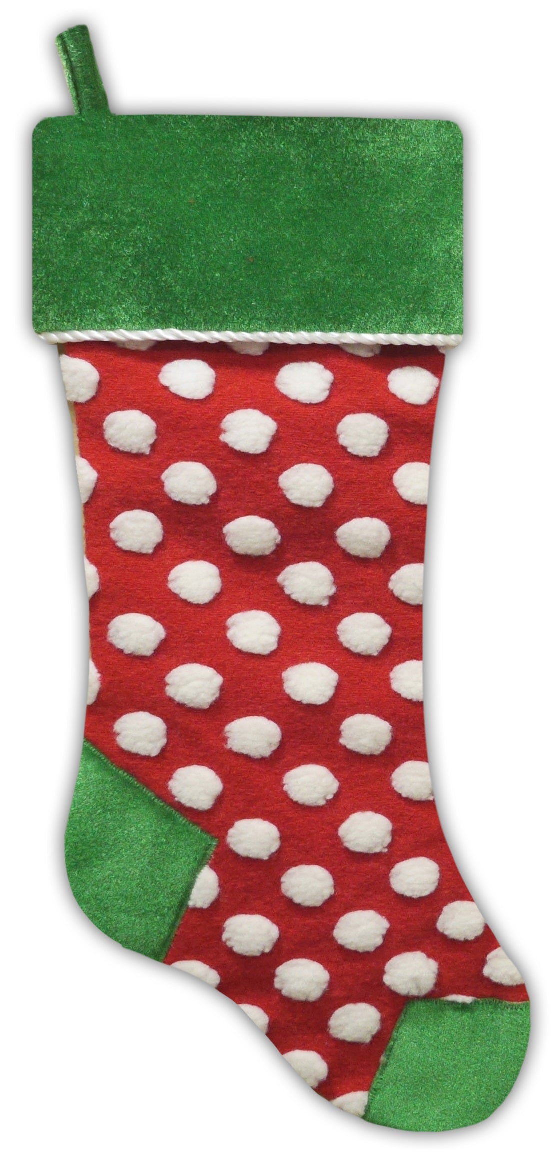 20.5" Red, White & Green Polka Dot Christmas Stocking