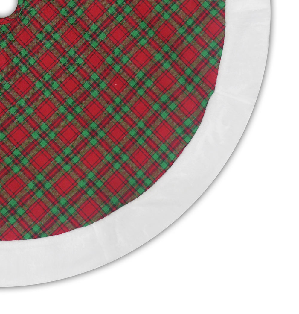 48" Red and Green Plaid Christmas Tree Skirt