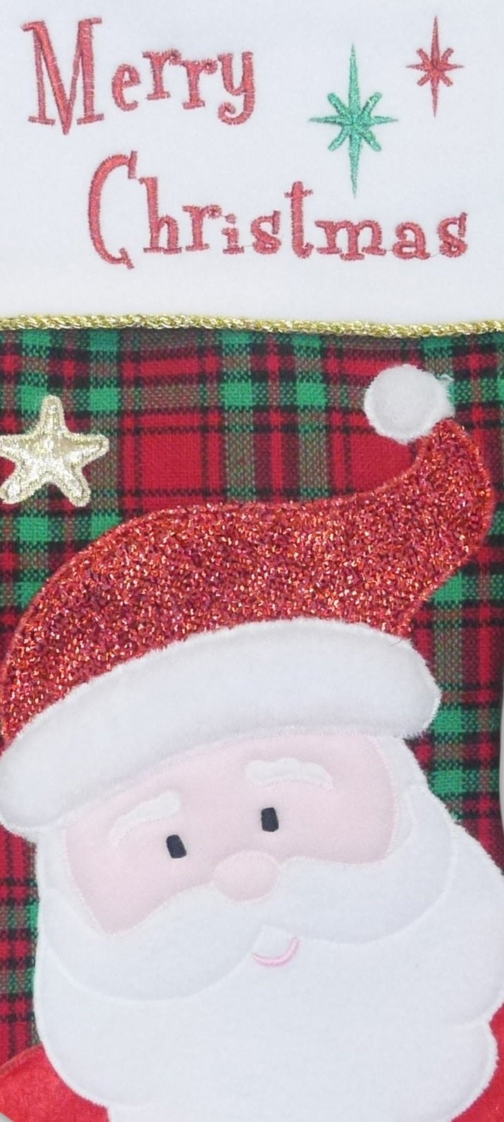 20.5" Santa on Plaid Christmas Stocking