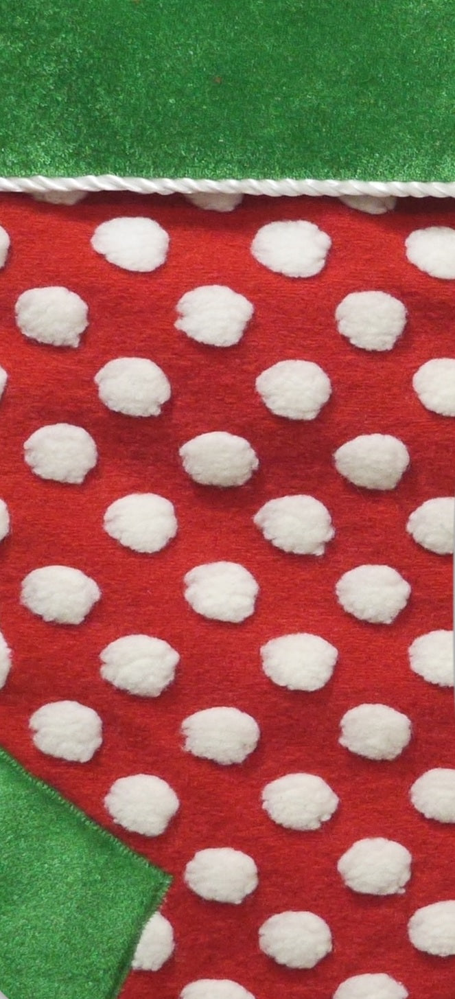 20.5" Red, White & Green Polka Dot Christmas Stocking
