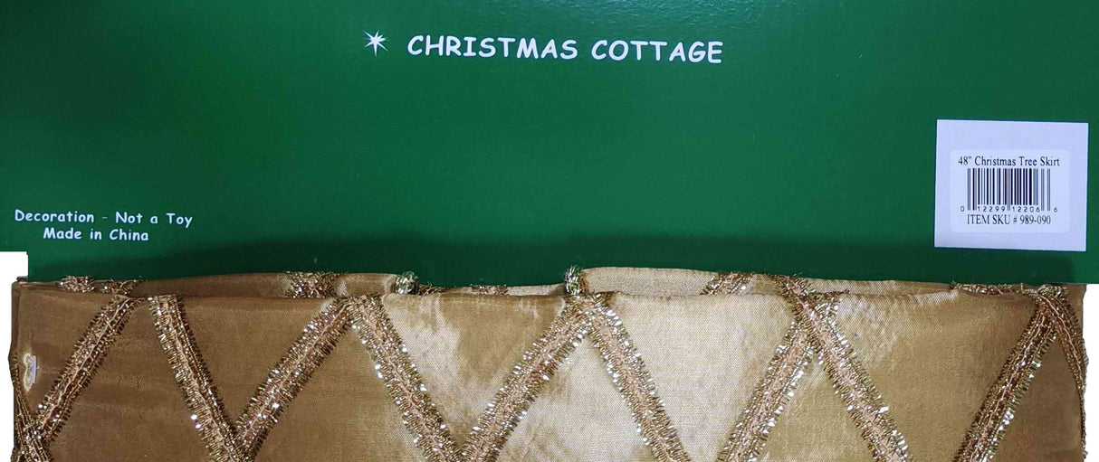 48" Gold and Glitter Criss-Cross Silk Tree Skirt