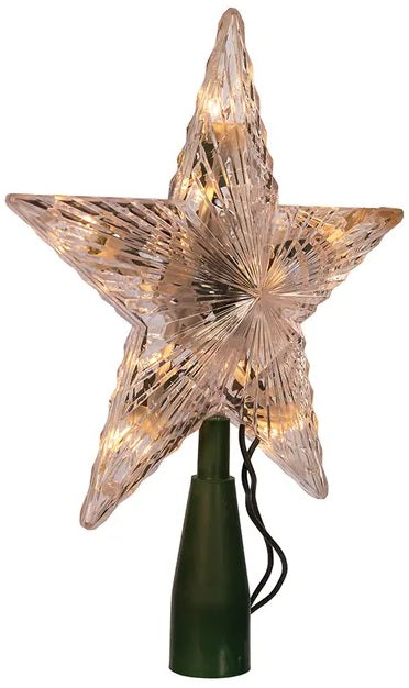 7" 5-Point Clear Lighted Star Tree Topper