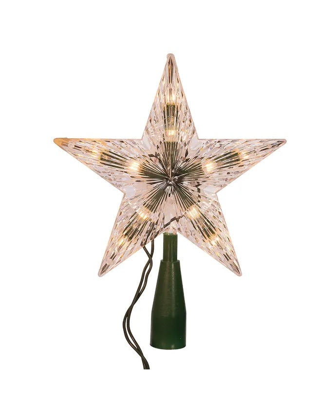 7" 5-Point Clear Lighted Star Tree Topper