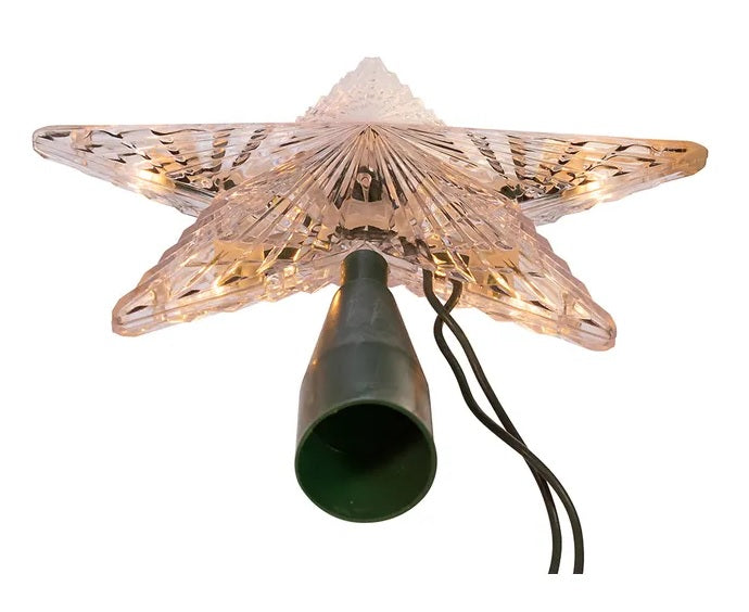 7" 5-Point Clear Lighted Star Tree Topper
