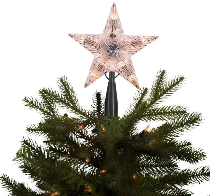 7" 5-Point Clear Lighted Star Tree Topper