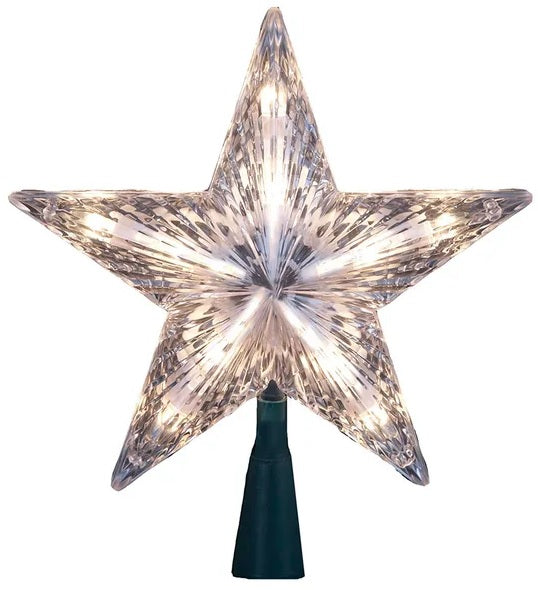 7" 5-Point Clear Lighted Star Tree Topper