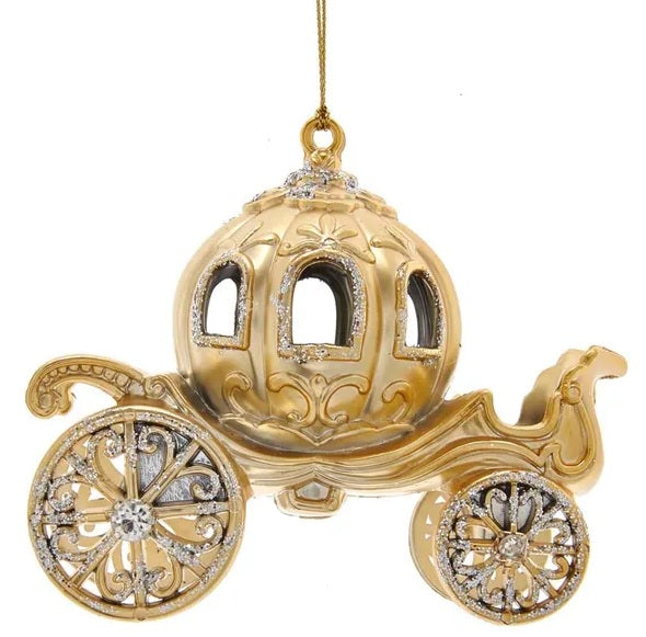 5" Metallic Gold Fairy Tale Carriage Ornament
